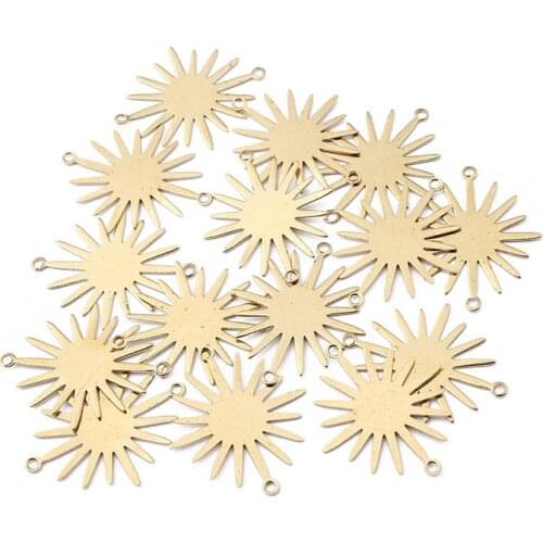 20pcs Charms Sun Flower Pendant Connector Raw Brass Jewelry Fashion Bracelet Hyperbole Earring Making Findings