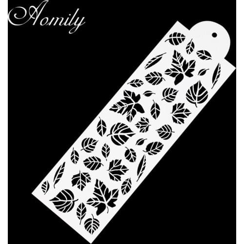 Amoliy 32.8cm Leaf Cake Spray Stencils Powdered Sugar Sieve Stencil Fondant Mold Pattern Printing Cake Decorating Baking Tools