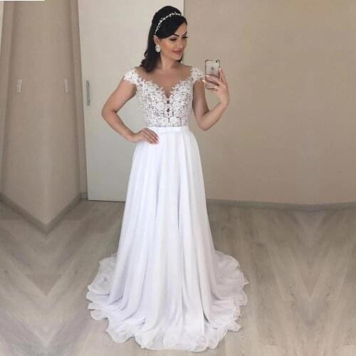 ANGELSBRIDEP Sweetheart A-Line Wedding Dresses Chiffon Vestido De Noiva Sexy Backless Applique Floor-Length Formal Bride Gown
