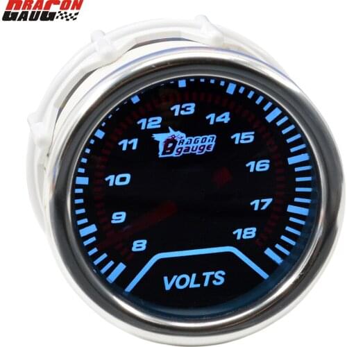 Dragon 52mm Auto Pointer White Backlight Car Motorcycle Racing 12V 0.3A Volt Meter Modification Voltage Free Shipping