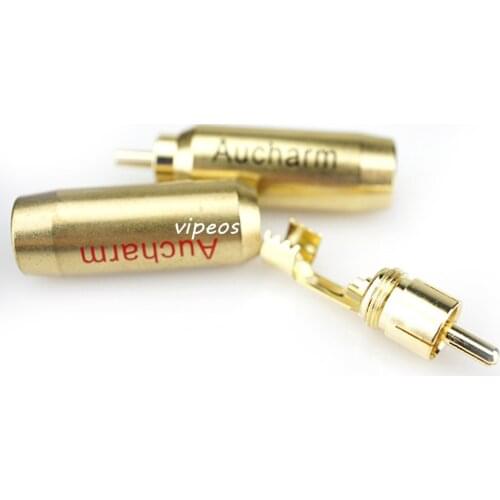 Free shipping copper+Gold plade RCA plug for DIY 5.5mm - 10.5mm RCA cable 4pieces / lot