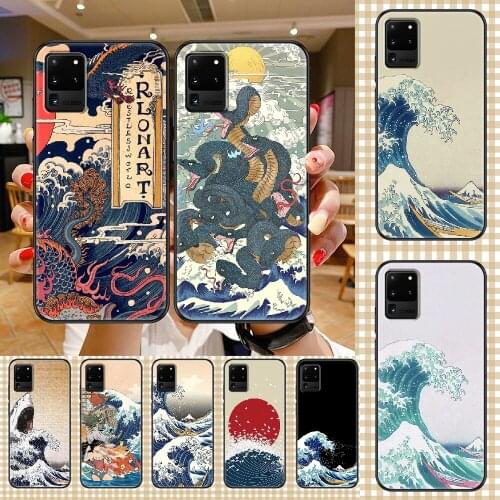 Art Japanese Wave Kanagawa Phone case For Samsung Galaxy Note 4 8 9 10 20 S8 S9 S10 S10E S20 Plus UITRA Ultra black pretty