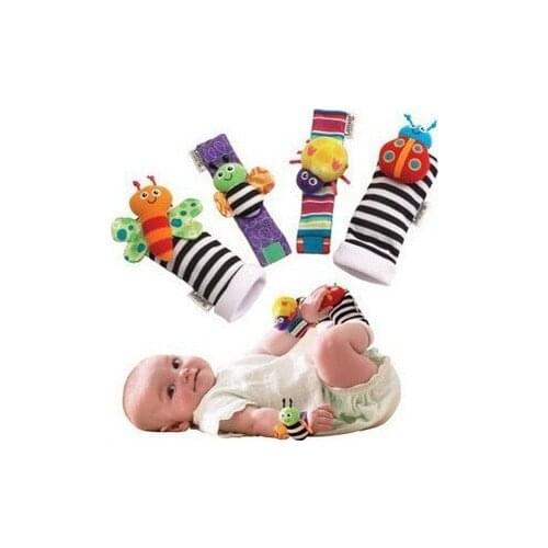 Baby rattle toys socks Wrist Rattle and Foot Socks Animal Cute Cartoon Baby Socks wrist strap Baby playing warm socks
