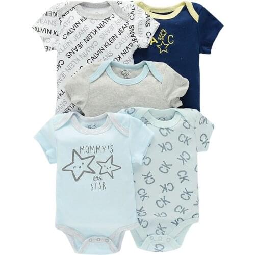 DLSY Newborn Baby Clothing Cotton 5-Pack Short-Sleeve Summer Cute Bodysuits & Jumpsuit