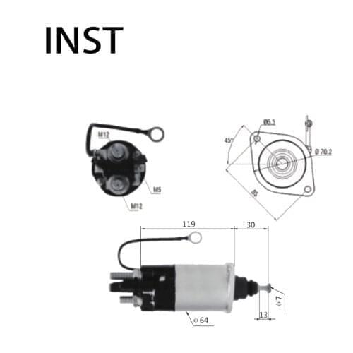 ELECTROMAGNETIC SWTICH SOLENOID FOR 12V 4.5KW 10511408 10518433 841 8200308 8200433 8200434 8200468 RE69590 SNLS1773A