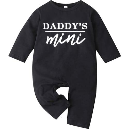 Spring Newborn Baby Boys Romper Soild Color Letter Letter Clothes Romper Cotton Long Sleeve Round Neck Infant Autumn 0-24 Months