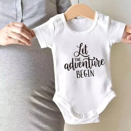 Baby Jumpsuits 0-24M Summer Newborn Baby Clothes short sleeve Let The Adventure Begin Infant Boy Girl Romper Bodysuit