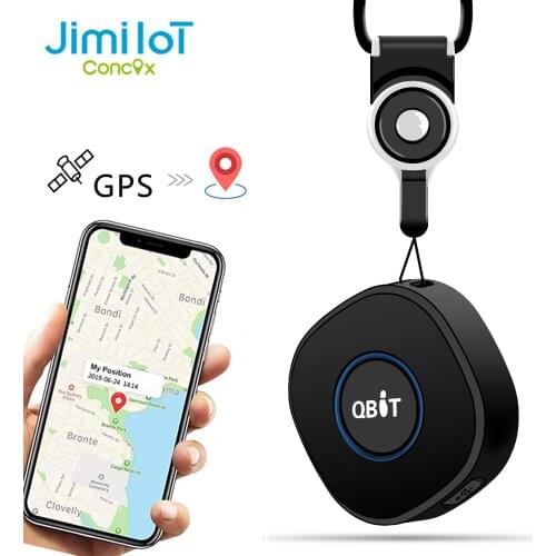 Mini GPS Locator JIMI Qbit Waterproof Kids Dog Cat Tracker With 4 Days Standby Time SOS Two-Way Talking Realtime Position by APP