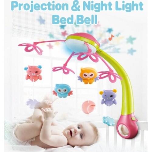 Baby Crib Mobile Toys With Lights And Music Hanging Bell Rotating Projection For Baby Cartoon Animal Shower Gift