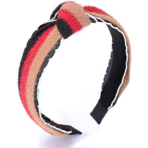 Fashion Striped Knitted Headband Top Knot Women and Girls Knotted Bow Hairband for Winter Wholesale Korean Hair Accessories