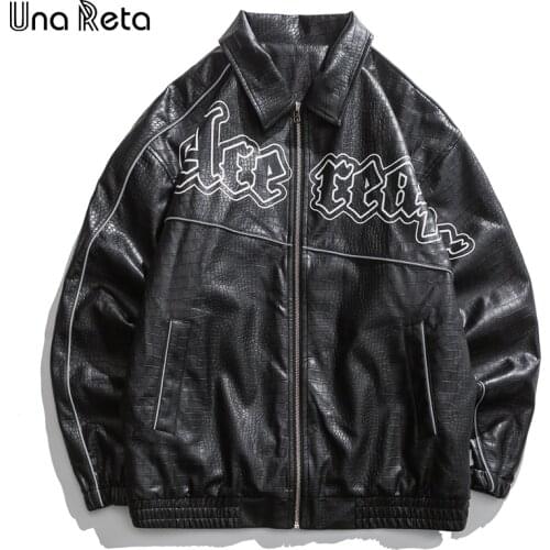 Una Reta Pu Leather Jacket For Men Style New Autumn Streetwear Mens Leather Jacket Zipper Coat Hip Hop Techwear Mens Coat