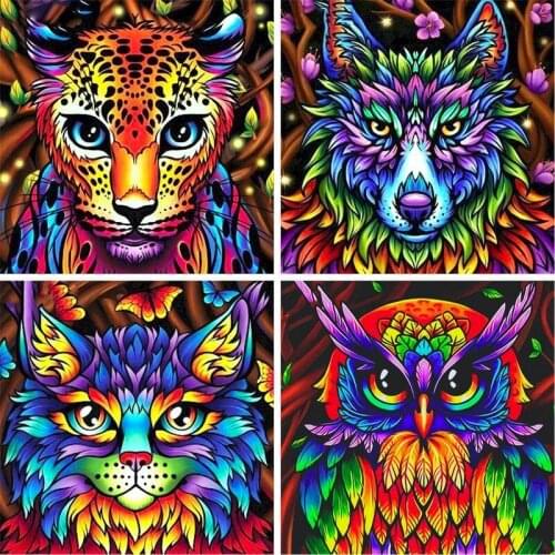 GATYZTORY 60x75cm Frame Diy Painting By Numbers Kit Animal Colorful Leopard Wall Art Picture By Numbers For Home Decor Gif