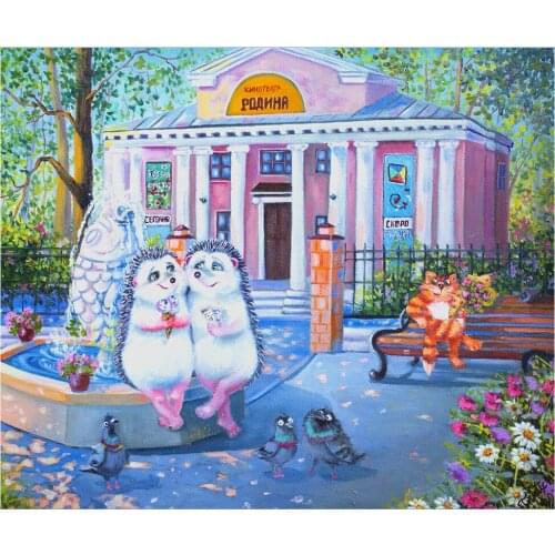 Hedgehog park Cross Stitch Kit Packages Counted Cross-Stitching Kits New Pattern NOT PRINTED Cross stich Painting Set