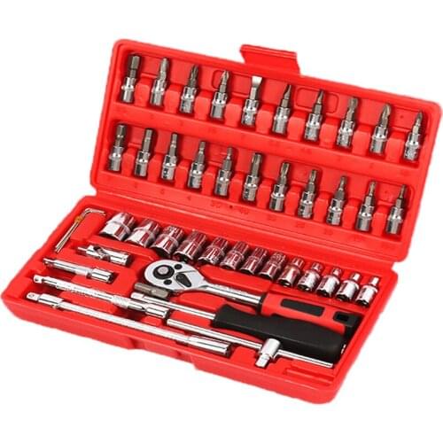 46 pcs Multi-Purpose Wrenches Socket Combination Tool Set Key Wrench Set of Tools Wrench Set Repair Tools with Box