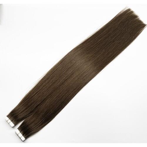 Hand Tied Tape In Hair Extensions 22" 2.5g/pc Brown Color Injection Tape Hair European Remy Hair