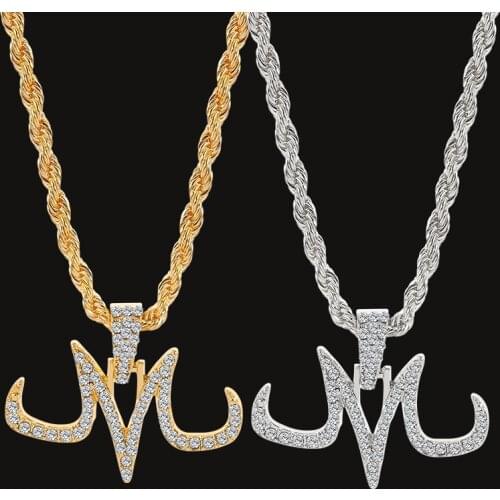 New Hip Hop Majin Pendant Necklace M Logo Micro Pave Zircon Iced Out Animal Jewelry Man Women Gift