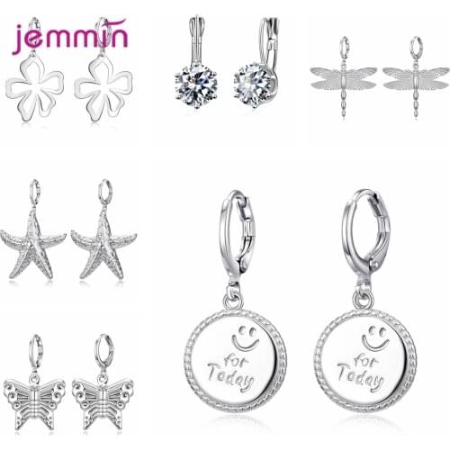 New Arrival 5 Styles 925 Sterling Silver Drop Earrings For Women Girls Butterfly Flower Design Fashion Jewelry Wholesale