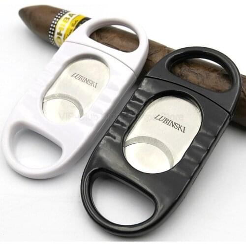 LUBINSKI Stainless Steel And Plastic Scissors Big Ring Gauge Cigar Cigarette Cutter Duals Cigars Sharp Portable Tobacco Cutting