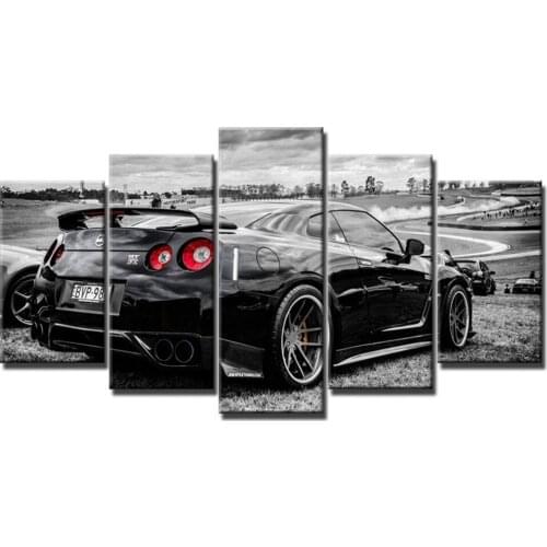 5 Panel Nissan GTR Paintings Frame Canvas Print Modern Art Car Wall Pictures Home Decoration for Living Room Modular Posters