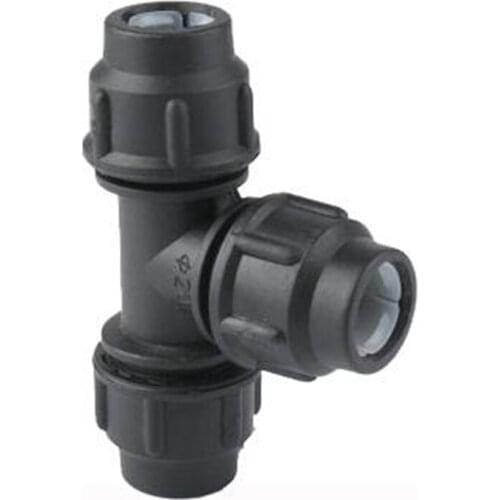 PE Quick-connect Tee Quick-free Hot-melt Joint Non-iron 20 25 32 40 50 63 Black Hat Plastic Tap Water Fittings