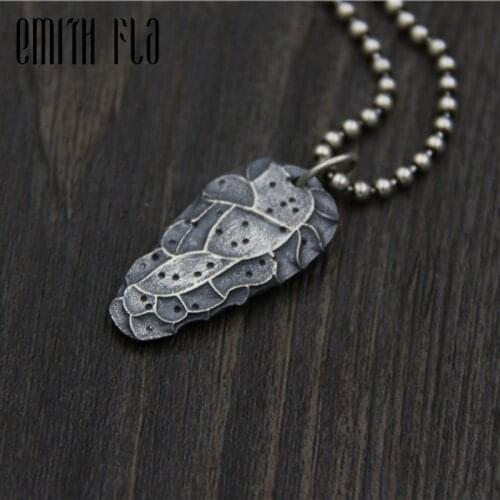 Authentic 925 Silver Meteorite Pendant European And American Design Thai Silver Necklace Pendants Jewelry for Women And Men Gift