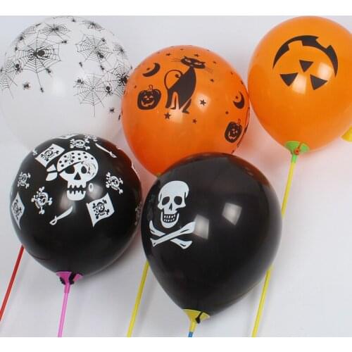 10pcs/lot Thicken Person Cranial head Halloween Ball For Birthday Party Decor Pirate Printing Latex Balloons Toys for kids
