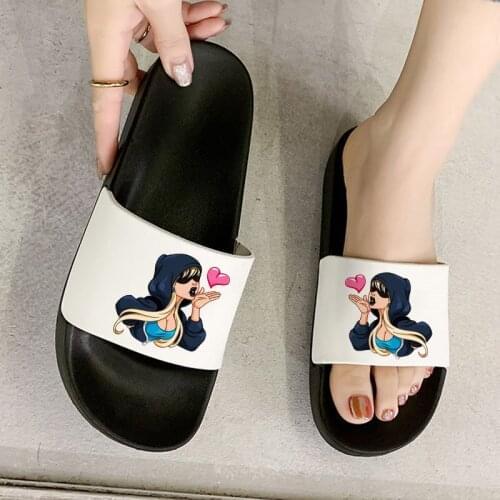 Cool girl Women Pattern Slippers Outdoor Slippers Summer Beach Fashion Open Toe Slippers Printed Womens Non-slip Slides
