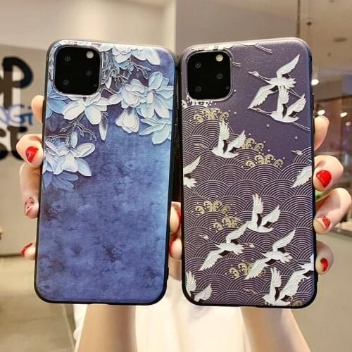 Flower Silicone Phone Cases For iPhone XR X XS Max 7 8 6 6S Plus Relief Floral Case For iPhone 11 Pro Max Soft TPU Back Cover
