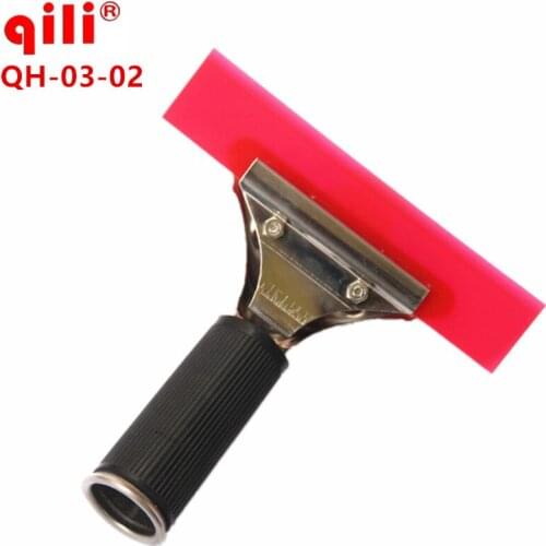 50pcs/lot Qili QH-03-02 Long Handle Rubber Blade Red Rubber Squeegee Scratch stickers Oblique Scraper Automobile Stainless Steel