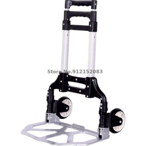 Aluminum Alloy Trolley Small Portable Folding Luggage Cart Trailer Cart Trolley Cart Pull Cargo To Move Grocery Shopping Cart