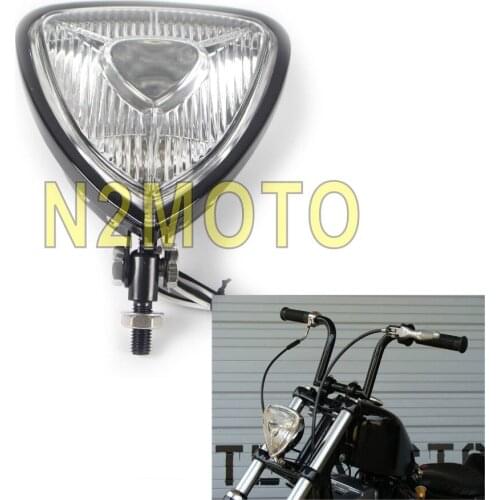 Triangle Black Motorcycle Headlight Retro Head Light Universal for Harley Chopper Cafe Racer