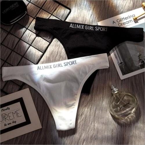 European Simple Letter Womens Thong Sexy Panties For Women Briefs Seamless Underwear Erotic Female Lingerie G-String S1357