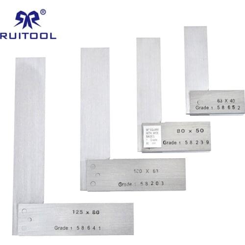 90 degree Angle Gauge Wide Base Protractor Grade 1 Stainless Steel Square Ruler Right Angle Measure Tools