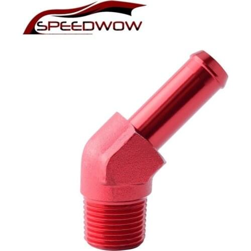 SPEEDWOW 3/8" NPT Male to 1/2" 12.7mm Barb Nipple Hose Barbs 45 Degree Fitting Adapter Hose End Adaptor Red Blue