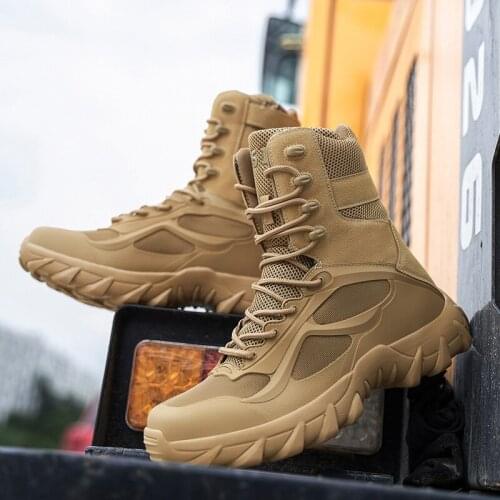 Yellow Desert Outdoor High Quality Military Boots Man Tactical Boots Men Hot Sale High Top Non Slip Mens Hiking Shoes Botas