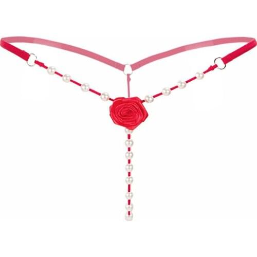 Women Sexy Underpants G-string Woven Rose Pearl Briefs Thong Ladies Low Waist Erotic lingerie Underwear