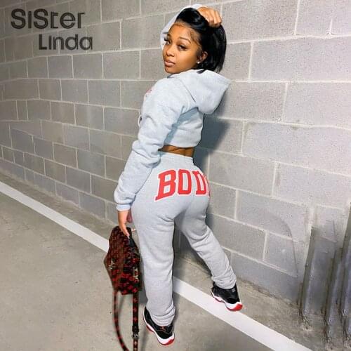 Sisterlinda Women Loose Hoodies And Joggings 2 Pieces Set Autumn Long Sleeve Streetwear Sweatshirts Trousers Tracksuits Outfits