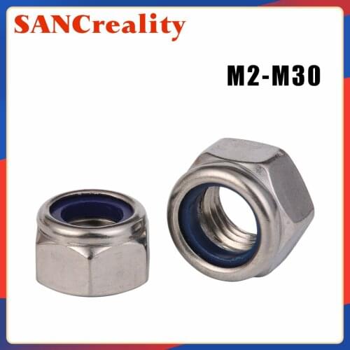 1-30Pcs DIN985 M2 M2.5 M3 M4 M5 M6 M8 304 Stainless Steel Nylon Self-locking Hex Nuts Locknut Slip Lock Nut