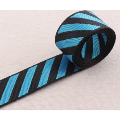 1" Nylon Webbing Fluorescent Blue Black Soft Striped Webbing 25mm Ribbon Bag Purse Straps Totes Belts Tape Handle Strapping