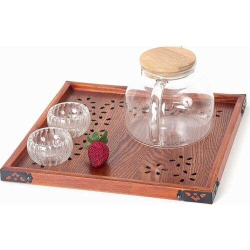 1PC Natural Wood Serving Tray Wooden Plate Tea Food Server Dishes Water Drink Platter Storage Sakura Tray MF 022