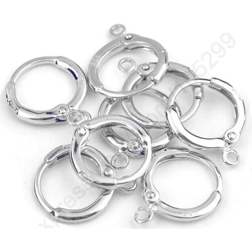 10PCS Silver color European Leverback Earrings 925 Sterling Jewelry Fittings Lever Back Splitring Earring Ear Wire