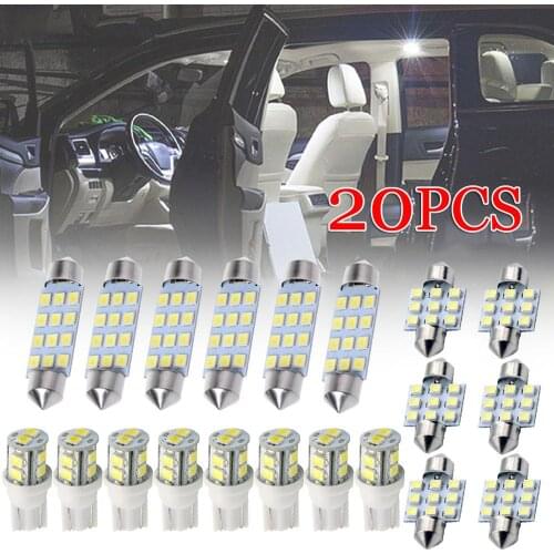 20 Pcs White LED Light Interior Package Kit for T10 & 31mm Map Dome License Plate LED Light Interior Package Kit Car Accessories