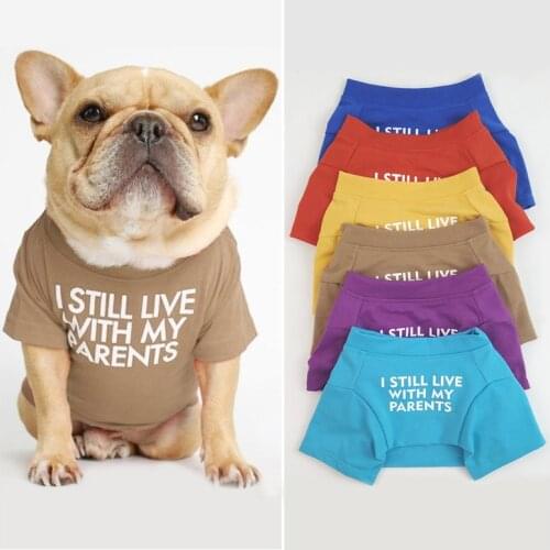 2020 Fashion Letters Printed Summer Dog T-shirt Pure Cotton Dog Clothes for French Bulldog Soft Breathable Pet Costume S-XXL 20A