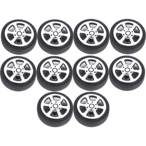 30mm Silver Plastic Wheel Rim & Tyre Tires for RC Racing Car, Pack of 10