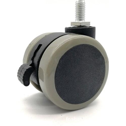 1/5/10 pcs 50mm Dia Metal PU Office Silent Wheel Chair Swivel Casters Furniture Wheels Brake with Grip Ring Stem or Screw