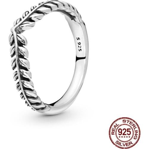 925 Sterling Silver Hot Sale Rings For Women Wheat Ear Carved Wishing Bone Ring Making Jewelry Gift Party Engagement CMR021