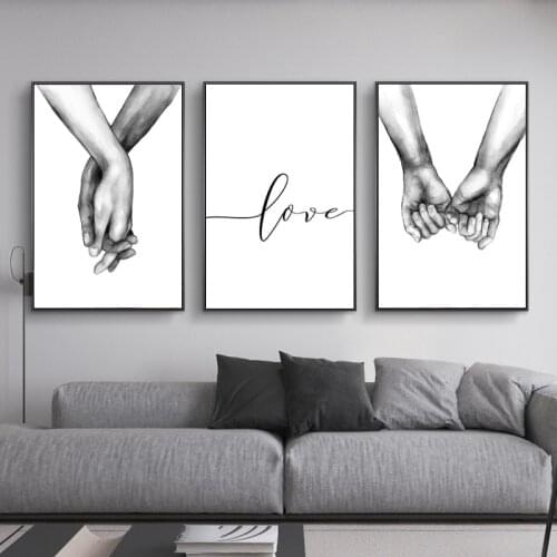 Abstract Black And White Sketch Canvas Art Posters And Prints Nordic Lover Holding Hands Canvas Paintings Home Wall Art Pictures