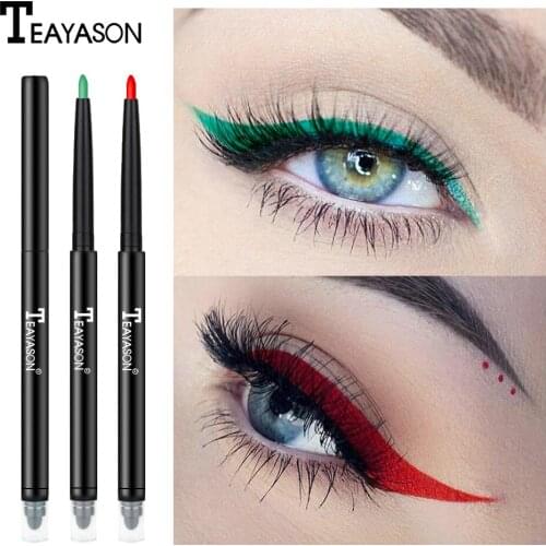 Automatic Double-Headed Waterproof Liquid Eyeliner Pen Eye Makeup Cosmetic Tool Long-Lasting Eye Liner Pencil With Sponge Brush