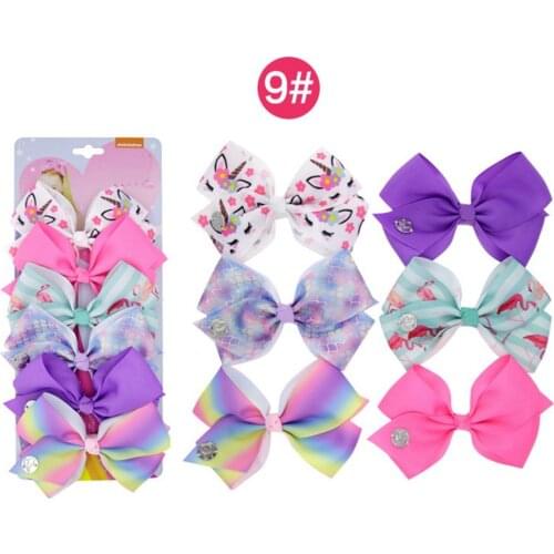 Ribbon Unicorn Mermaid Hair Bows with Alligator Clips Boutique Rainbow Hairpins Headwear For Girls Kids Accessories Sets HC141