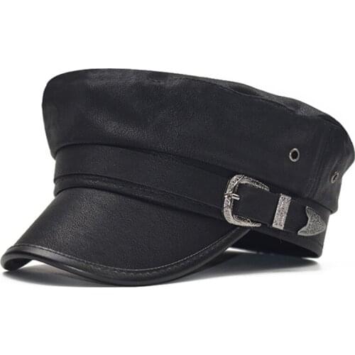 Girl Beret Female Hats Women Ladies Pu Leather Beret Cap Bone Vintage Hat